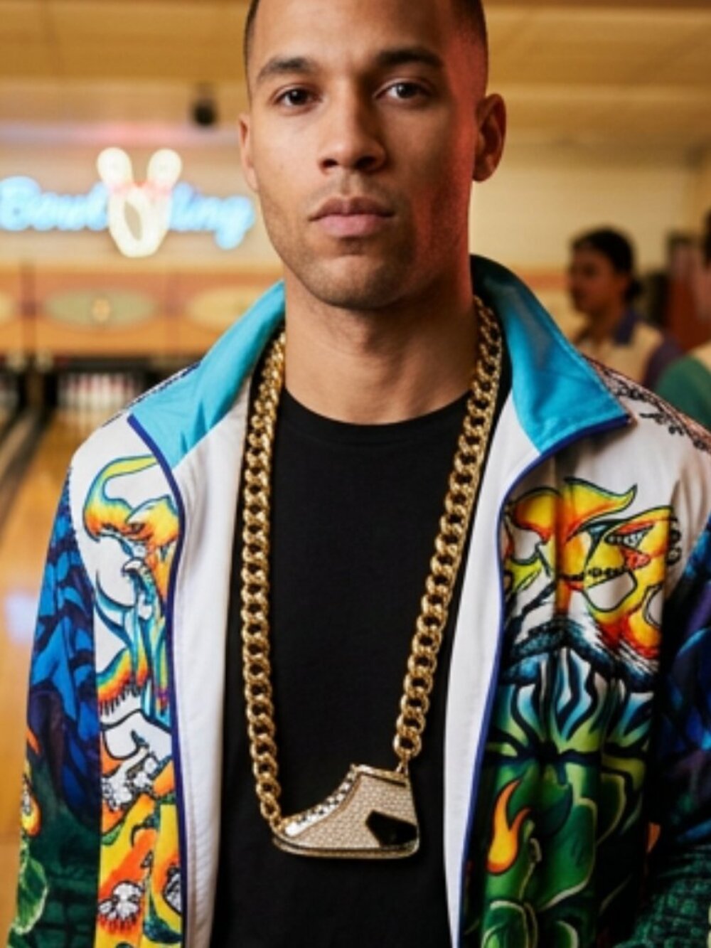 NEW Men Long Gold Necklace Basketball Sneaker Shoe Pendant Hip Hop Iced Out